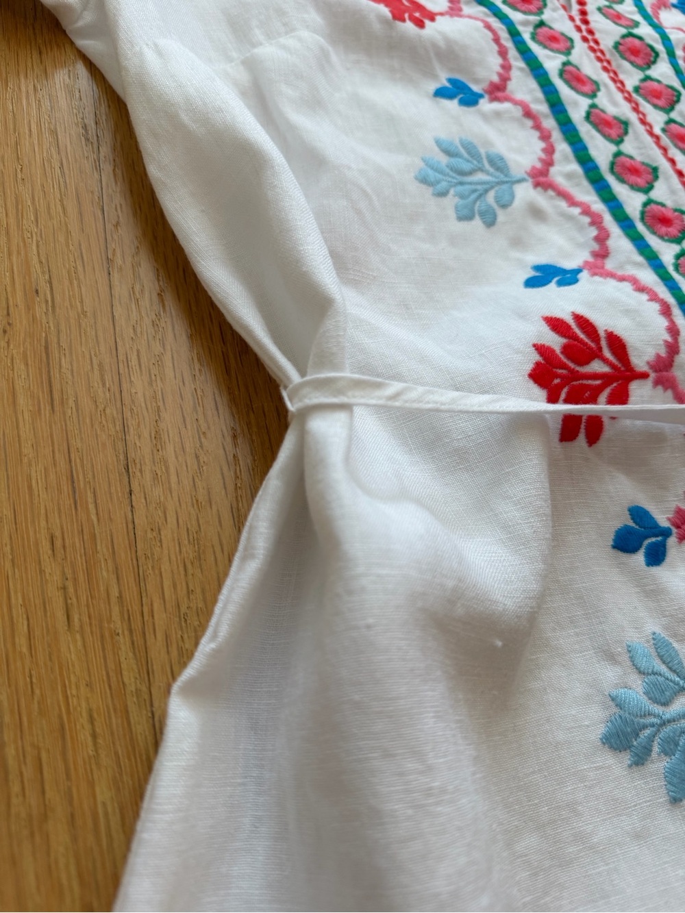 Boden White Maxi Dress with Pink & Blue Embroidery - Picture 11 of 15